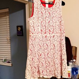 Pink and white lace dress